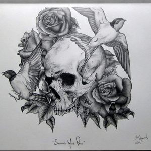 Skull and swallow