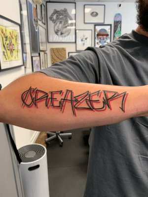 Chris got his graffiti tag tattooed on his arm. #graffiti #tag 