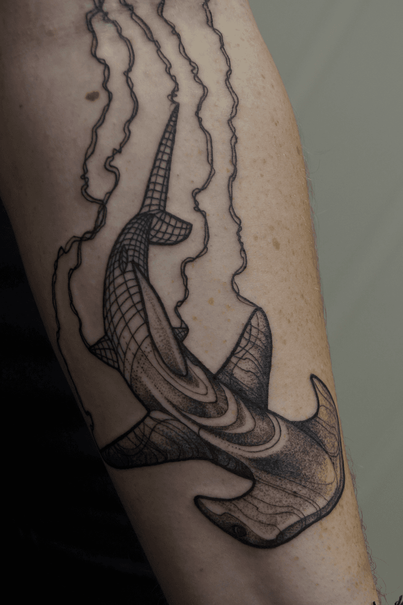 Tattoo uploaded by Wayne Grace • Geometric hammer head shark. #geometry ...