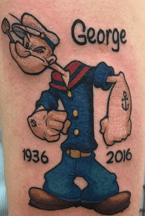 Popeye and One Piece Two Tattoos One Idea