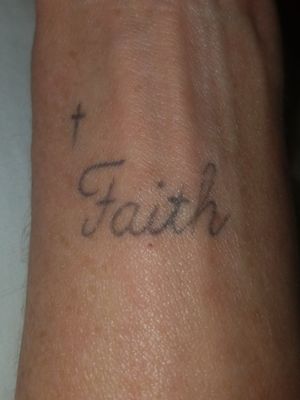 Simple word "Faith" with a small cross to remind me to have faith through the pain of my chronic illnesses. 