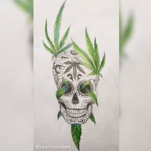 Tattoo idea by me #tattooidea #tattoo #tattoodrawing #tattooart #skull #weed