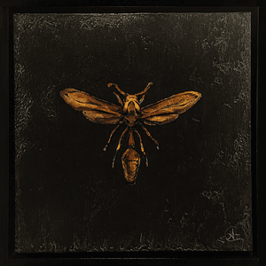 “Wasp #1” Gold leaf and mixed media on panel. Private collection. 