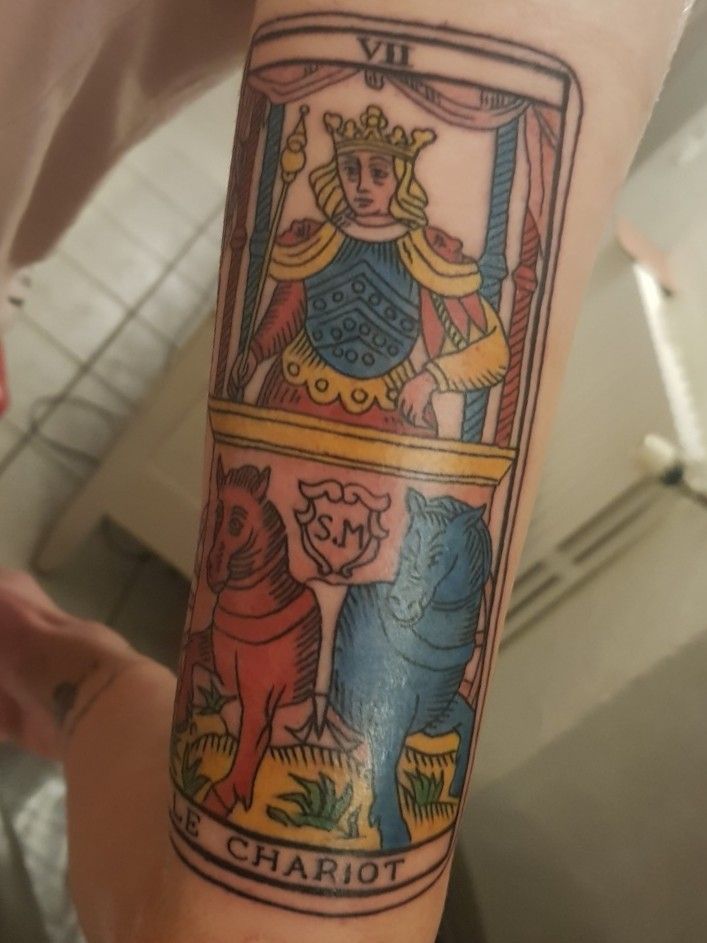 The Chariot Tarot card piece by Mickey Schlick  Blaque Owl Tattoo in  Missoula MT  rtattoos