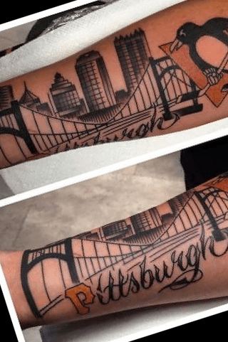 Tattoo uploaded by Dom_Fabian • Pittsburgh tattoo skyline pens