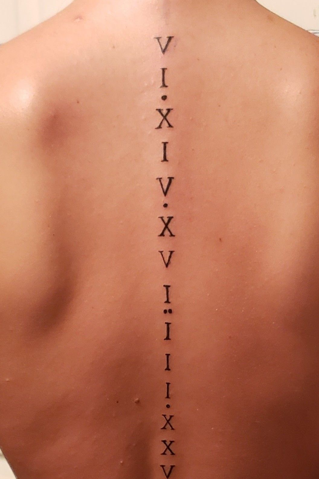The Tattoo Crone  Roman numerals down the spine from last week These are  the birthdates of my clients grandparents   Facebook