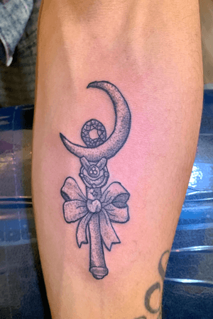 sailor moon staff tattoo with my style of dot shading 