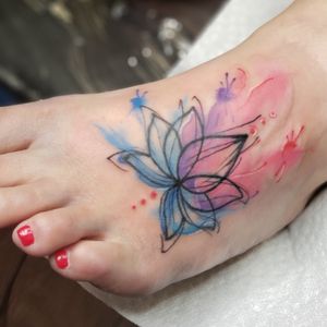 Re touch lotus flower and added watercolor background 