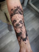 #dogtattoo #ilovemydog #tattooart #tattoolife #tattooed #inked #tattooartist #tattoodo #tattoodoapp #awesometattoo #besttattoo #blackandgrey #blackandgreytattoo #armtattoo #fullarmsleve #tattooartist #tattoodo 