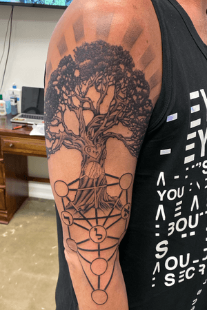 Amazing work by brilliant Jason Ramos. It took one take of 11 hours. I feel blessed to have his art inked on me. My gift to life after cancer, and Olive tree for my beautiful daughter Olivia and a carving for the love of my life like the one in our wedding cake. 