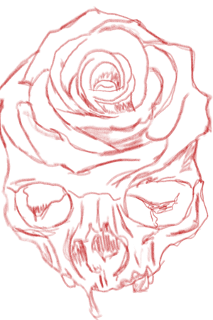 skull and rose concept i would love too tattoo on someone dot shading style contact me