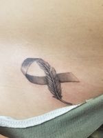 Cancer ribbon amd feather