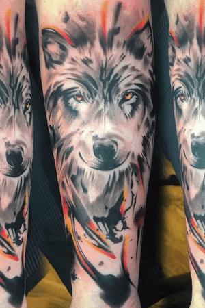 Watercolor black n grey wolf! Cover up as well! 
