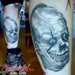 Stephen King's IT Pennywise Portrait Tattoo Part of a horror sleeve in progress, about half an hour / hour to go. #StephenKing #IT #ITMovie #Pennywise #PennywiseTattoo #NewPennywise #Clown #ClownTattoo #Horror #HorrorTattoo #HorrorArt #Creepy #CreepyClown #CreepyTattoo #Horrible #Awesome #Portrait #PortraitTattoo #HorrorPortrait 