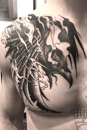 Burnin crow by redfoxten ink Lyon city #tattoo #tattoos #blackwork #crow