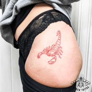 Scorpion Linework Tattoo • KTREW Tattoo • Birmingham, UK 🇬🇧 #scorpiontattoo #linework #fineline #birminghamuk #colourtattoo