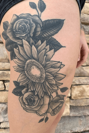 Healed up black and grey flowers