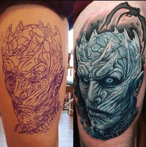 Stencil x tattoo of the Night King in Game of Thrones. 