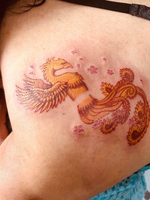Start to a Phoenix tattoo.