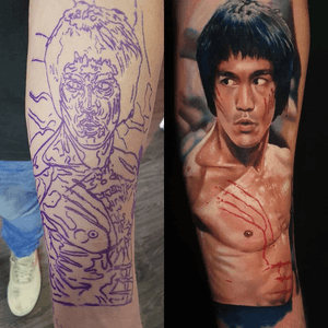 Stencil x Tattoo. “My style? You can call it the art of fighting without fighting.” Bruce Lee 