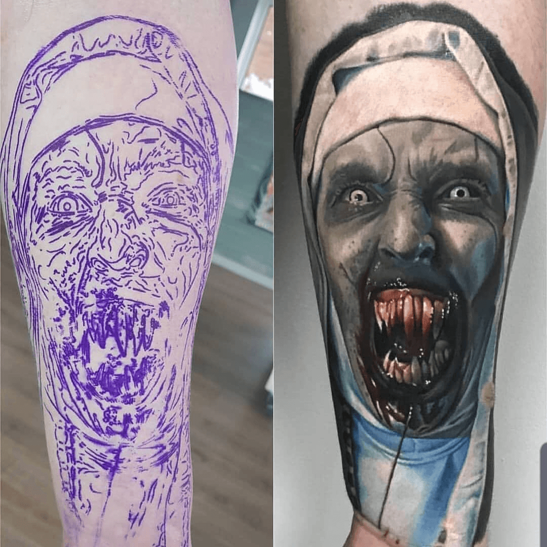 Valak from the Conjuring done by Churro me at Major League Tattoos check  out my IG at churrotattoos for more  rtattoo