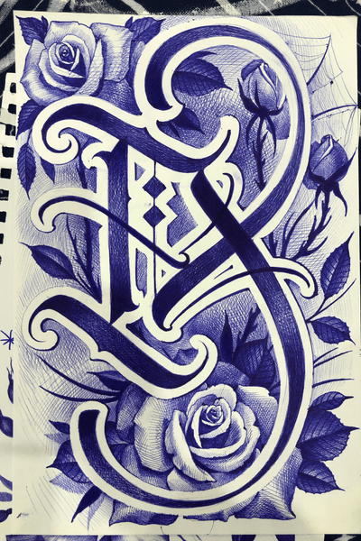 #lettering #rose #blue 