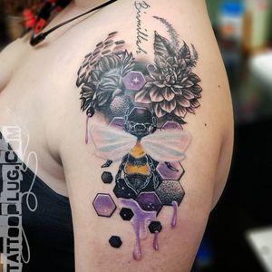 Bee/ Floral/ Space Geometric Tattoo - Color