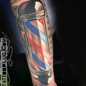 Barber Pole Tattoo - Color