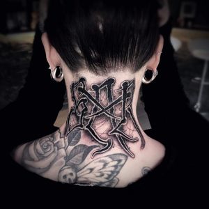 Extreme Blackwork Lettering by Stacy VL at High Fever Tattoo Oslo 