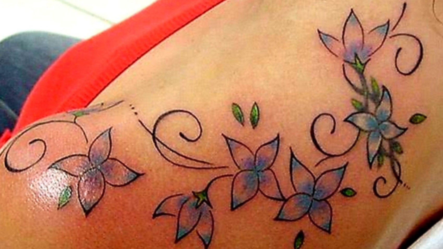 colorful flowers vines tattoo on back  EntertainmentMesh