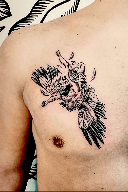 Greek Mythology Icarus Back Tattoo  TATTOOGOTO