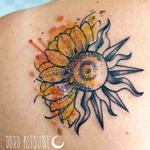 Sun sunflower watercolor  girasole sole