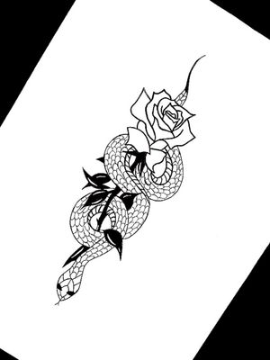 Tattoo uploaded by Kate Očenášová • #snake #rose #tattoo #design  #snaketattoo #rosetattoo #blackwork #blacktattoo #tattoodesign #drawing •  Tattoodo