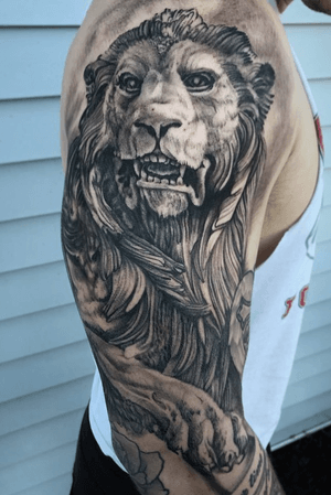 Lion outer half sleeve made in two back-to-back sessions over two days. Approximately 12-13 hours total made on a client from Washington DC