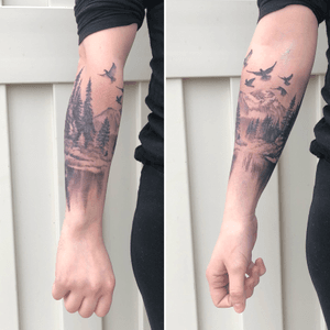 Forearm landscape coverup. Wraps all the way around, made in one 8 hour session.