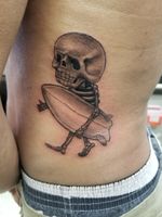 Custom #skeletontattoo #surfer #blackandgrey #tattoo