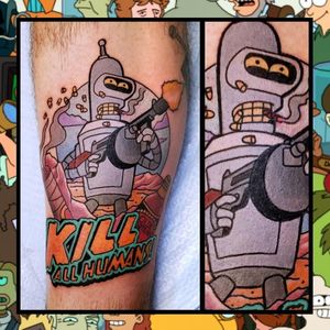 Bender... #geektattoo #geekedouttattoos #geeksterink #geekytattoos #comicbooktattoo #nerdytattoos #nerdtattoo #nerdtattoos #brightandbold #traditionaltattoo #realtattoos #realtraditional #tattoos #tattooflash #neotraditional #solidtattoo #lasvegastattooer #bender #Futurama 