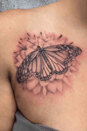 Butterfly on upper chest made in 4.5 hours 