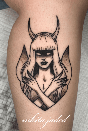 Two day healed from my flash designs #demonlady on the calf 