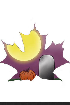 Available custom leaf design #creepy #leaf #leaftattoo #cemetary #colortattoo #pumpkin #tombstone #moon 