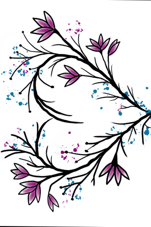 Design for a client  #linework #lineworktattoo #floral #floraltattoo #linework #blackandgrey #popsofcolor #branch #branches #branchtattoo #heart #hearttattoo #wildflowers 