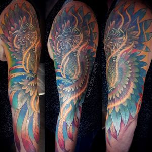 Rainbow Phoenix #phoenix #colorful #epicbird #coveruptattoo #marloeslupker #ink&intuition #Amsterdam #tattooartist 