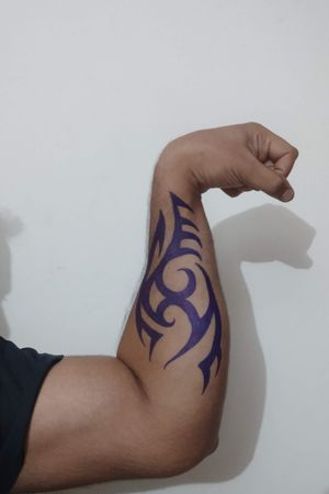 Tribal tattoo.. Inked with blue ball point pen