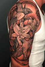 Swallows and lilies #swallow #lily #tattoosleeve