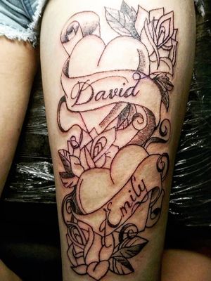 #tattoo #hearts #roses #lovetattoo #kidsnames #tattooformom #design #blacktattoo #ink 