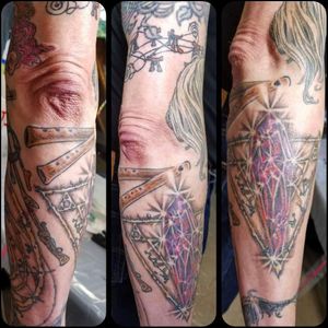 Dark Crystal tattoo sleeve in progress
