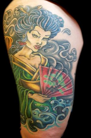 Geisha tattoo / 5 years healed / originally a cover-up