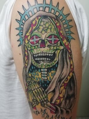 Tatuaje curado por completo Santa muerte 