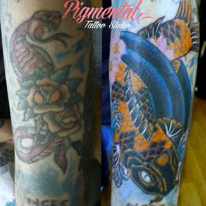 Koi Carp Cover-Up Tattoo#Koi #KoiCarp #KoiFish #KoiTattoo #KoiFishTattoo #CoverUp #CoverUpTattoo #Fish #FishTattoo 