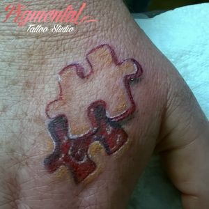 Carved Puzzle Piece Tattoo#Puzzle #PuzzlePiece #PuzzlePieceTattoo #Wounds #ScarTattoo #Horror #HorrorTattoo #HorrorArt #ScarificationArt 